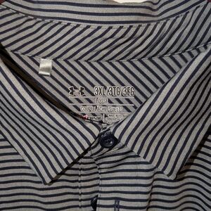 Under Armour Men's Polo Shirt - Navy and Gray Stripes